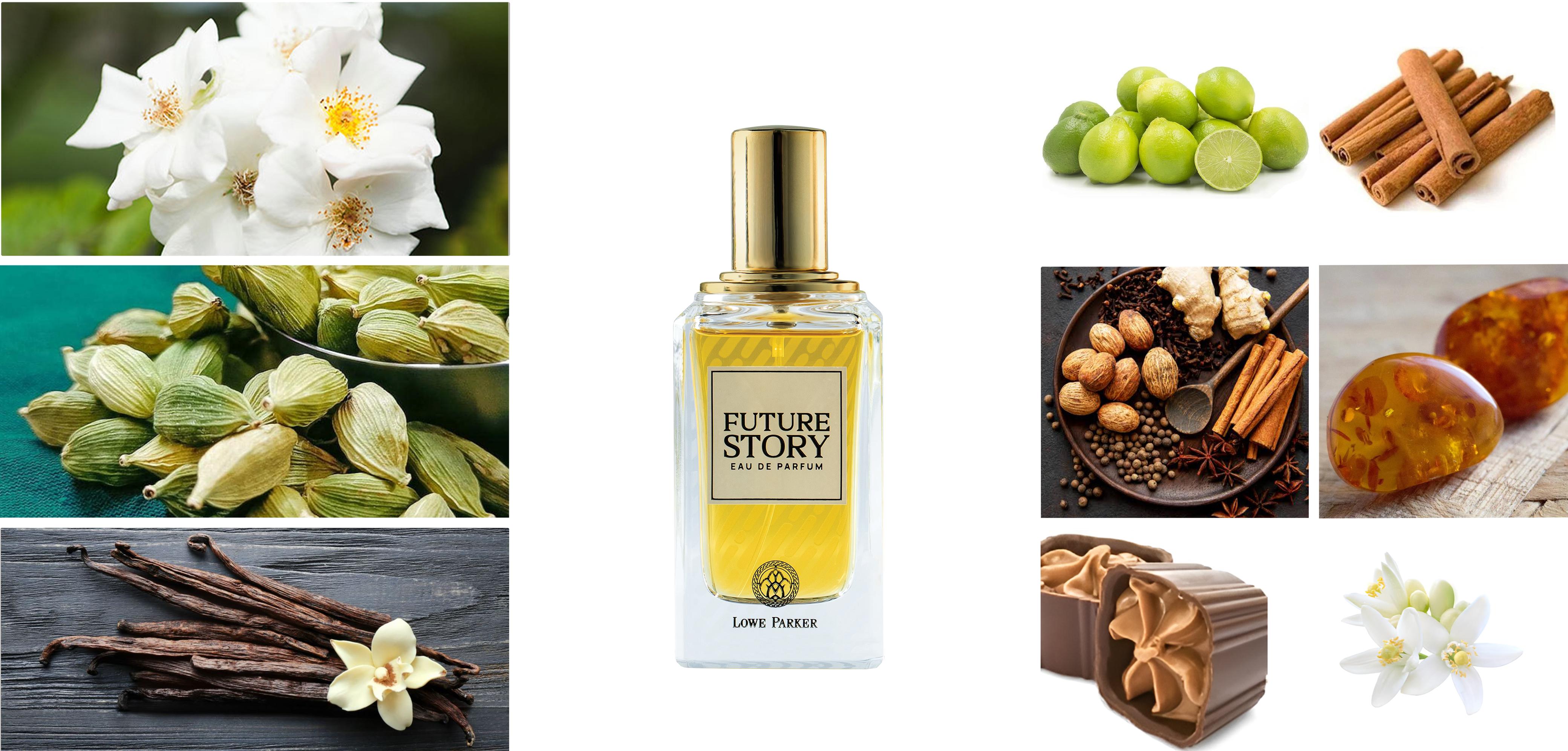 Woman confidently wearing bespoke citrus-amber signature scent, Luxury unboxing experience of limited-edition fragrance.